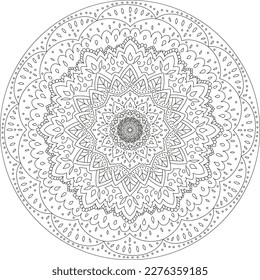 Round lace mandala ornament. Coloring book drawing.