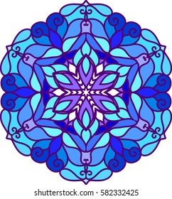 Round lace mandala pattern. Adult coloring page for creative book and notebook. Cute meadllion in chinese style.