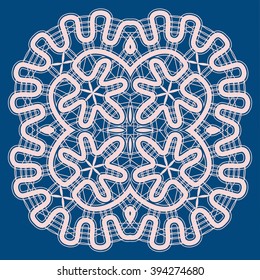 Round lace napkin in Russian Vologda style. Vector 10 EPS.