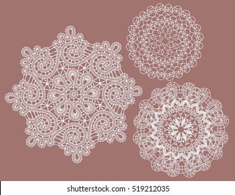 Round Lace Napkins. Vector Collection
