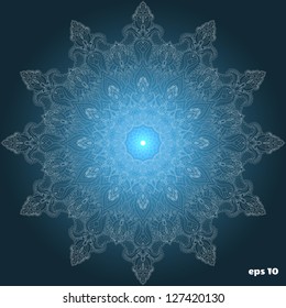 Round lace pattern. Floral damask ornament. Design contains many detail.