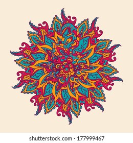 Round lace pattern. Looks like a hand drawing.  Orient traditional ornament