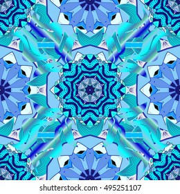 Round lace pattern on an azure background