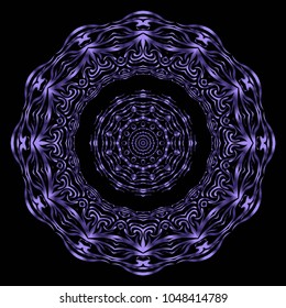 Round lace pattern for paisley , circle background with floral style. vector illustration. purple color