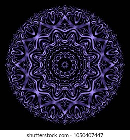 Round lace pattern for paisley , circle background with floral style. vector illustration. purple color