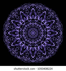 Round lace pattern for paisley , circle background with floral style. vector illustration. purple color