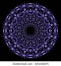 Round lace pattern for paisley , circle background with floral style. vector illustration. purple color
