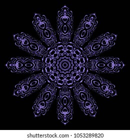 Round lace pattern for paisley , circle background with floral style. vector illustration. purple color