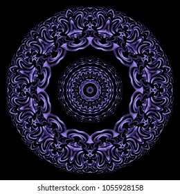 Round lace pattern for paisley , circle background with floral style. vector illustration. purple color