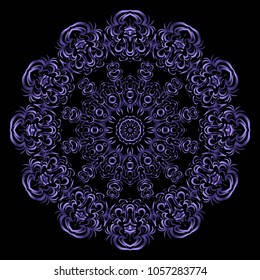 Round lace pattern for paisley , circle background with floral style. vector illustration. purple color