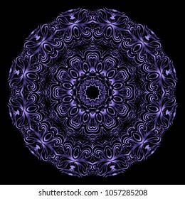 Round lace pattern for paisley , circle background with floral style. vector illustration. purple color