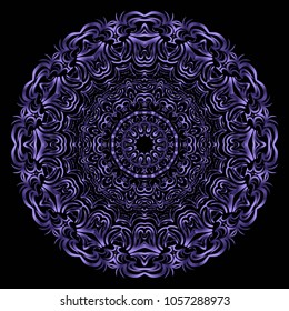 Round lace pattern for paisley , circle background with floral style. vector illustration. purple color