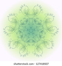 Round lace pattern. Strawberry plants.