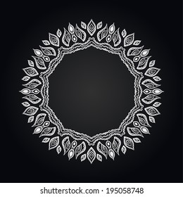 Round lacy frame, circle indian-style ornament for your design.