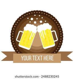 Round Lager Beer Pints Badge Flat Style. Beer festival session concept vector art