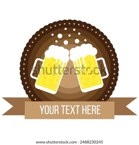 Round Lager Beer Pints Badge Flat Style. Beer festival session concept vector art