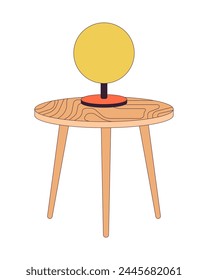 Round lamp on coffee table 2D linear cartoon objects. Tabletop chandelier glowing isolated line vector element white background. Lighting equipment and furniture color flat spot illustration