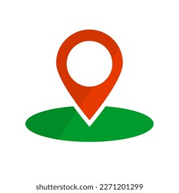 Round land and map pin icons. Vector.