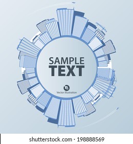 Round landscape city background. Vector