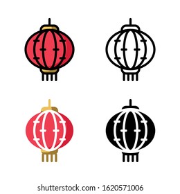 Round Lantern Icon Set Vector Illustration