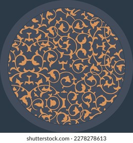 Round Large motif leaves pattern vector Carpet design
