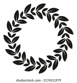 Round laurel foliage frame. Retro badge template