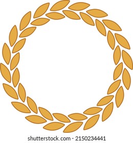 Round laurel leaves frame. Golden circular wreath
