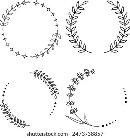 Round Leaf Frame Outline Hand Drawn Coloring Page Illustration 