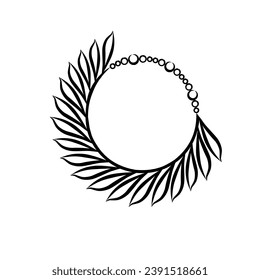 round leaf frame with leaf vector outline