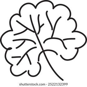 Round leaf with rounded edges, hand drawn with black brush, white background, easy to edit, cartoon