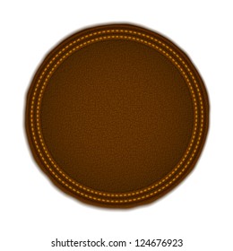 Round leather label, vector eps10 illustration