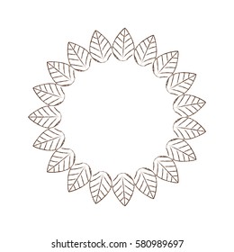 round leaves decorative frame label vector illustration eps 10