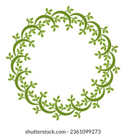 Round Leaves frame. Circle decorative frame with leaves and floral element. Laurel foliate Wreaths
