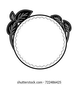 round with leaves frame  vector illustration