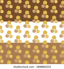Round Leaves iconic pattern/ Fashion Fabric leaves pattern/ Colored Leaves background 