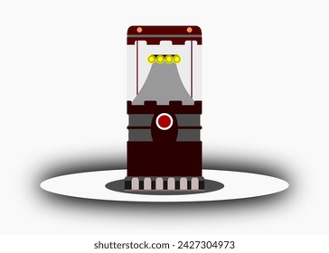 Round LED table lamp glowing in the center around a bright background 