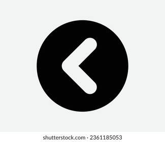 Icono de flecha redonda izquierda Botón circular circular del lado oeste Posición de navegación Ruta de la ruta de acceso Señal de tránsito Puntero Símbolo de cliparte del vector negro