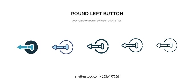 round left button icon in different style vector illustration. two colored and black round left button vector icons designed in filled, outline, line and stroke style can be used for web, mobile, ui
