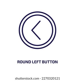 round left button icon from user interface collection. Thin linear round left button, cursor, arrow outline icon isolated on white background. Line vector round left button sign, symbol for web and 