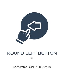 round left button icon vector on white background, round left button trendy filled icons from UI collection, round left button vector illustration