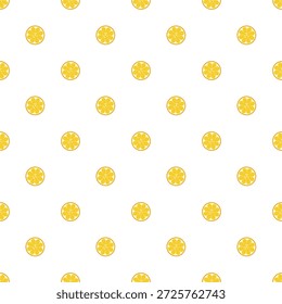 Fatias de limão redonda padrão de vetor sem costura. Impressão de verão para tecido e roupas. Motivo italiano para embalagem e design de limonada.