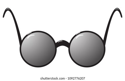 A round lense sunglasses design isolated on a white background