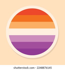 Round lesbian flag. Can be used as a sticker. Simple design. Vector image.