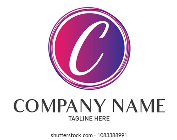 Round Letter C Logo Gradient Trendy Modern Template Design
