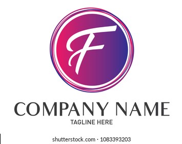 Round Letter F Logo Gradient Trendy Modern Template Design