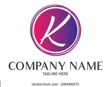 Round Letter K Logo Gradient Trendy Modern Template Design