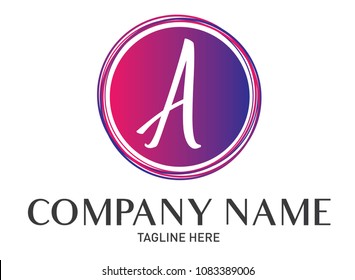 Round Letter A Logo Gradient Trendy Modern Template Design