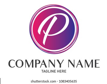 Round Letter P Logo Gradient Trendy Modern Template Design