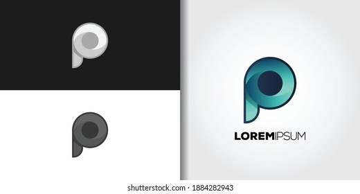 round letter p logo set idea template vector
