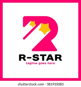 Round Letter R Two Star Logo.